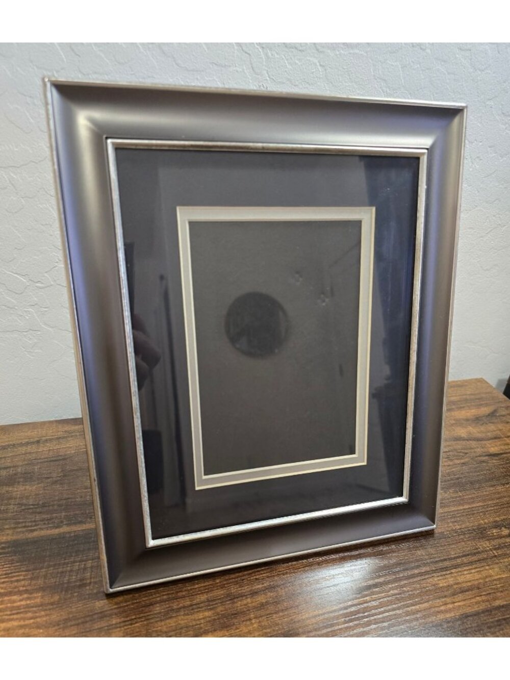 Metallic Silver Picture Frame Black Matting For 5x7 or 8x10 Photos